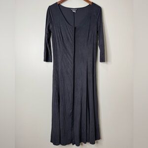 Pyramid‎ Collection Black Stretch Micro Suede Snap Front Fit Flare Midi Dress